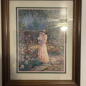 Home Interiors Floral Garden Art with Pink and Green Accents